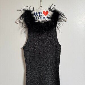 Metallic Lurex Top with Ostrich Feathers